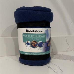 Brookstone Navy Fleece Travel Blanket